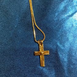Gold Toned Cross Necklace 