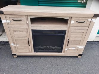 Rustic Oak Electric Fireplace TV Stand / Media Console