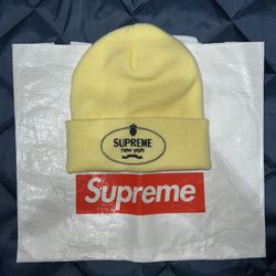 Supreme Crest Beanie Pale Yellow FW24 