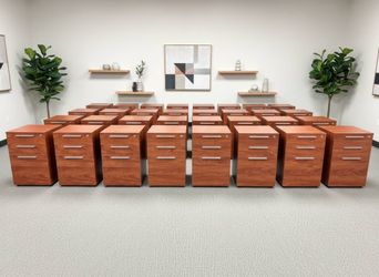 Cherry 3-Drawer Mobile Pedestal File Cabinets