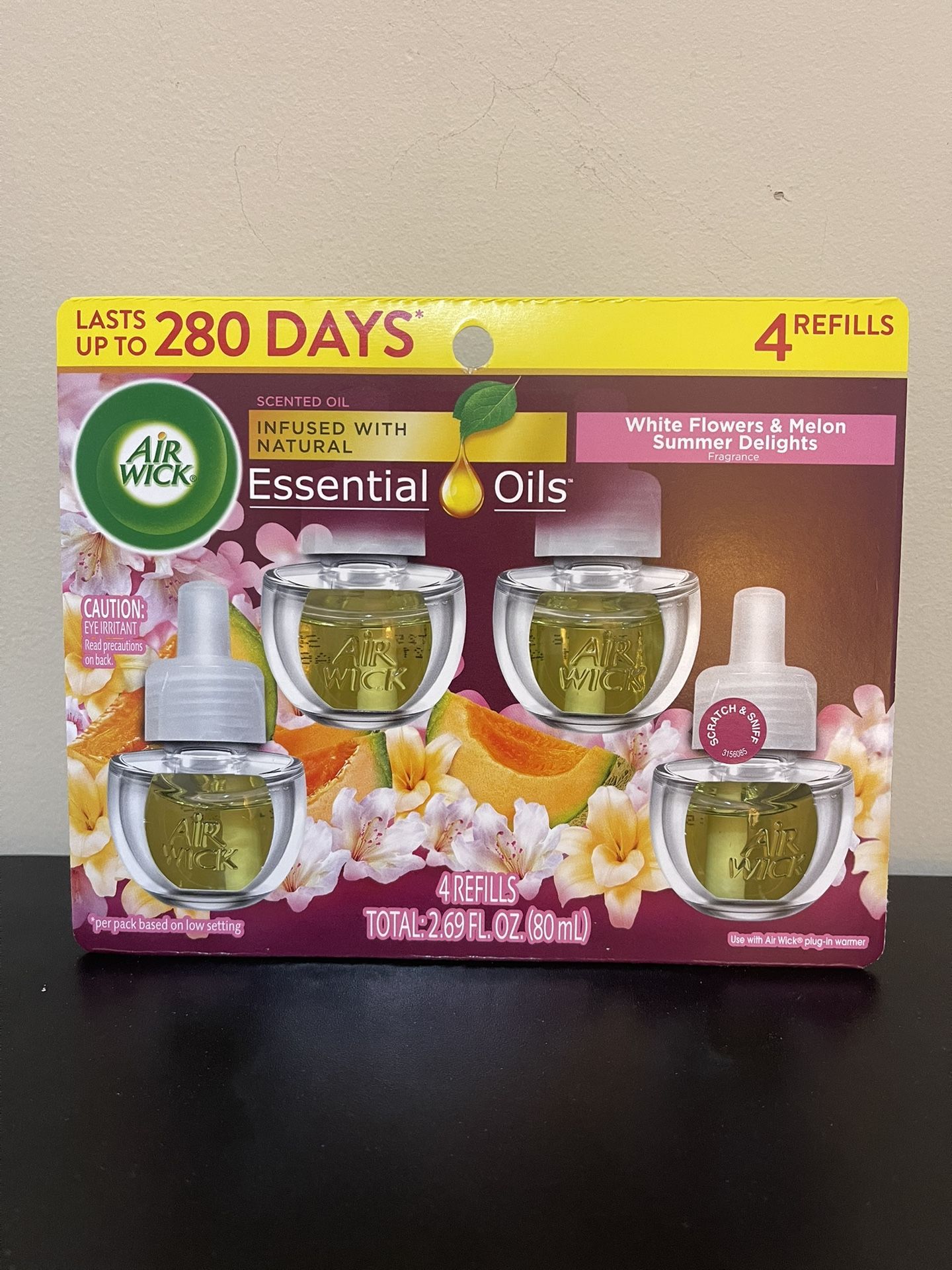 Air Wick Plug-In Scented Oil Air Freshener Warmer Refills, Summer Delights, 4 Count