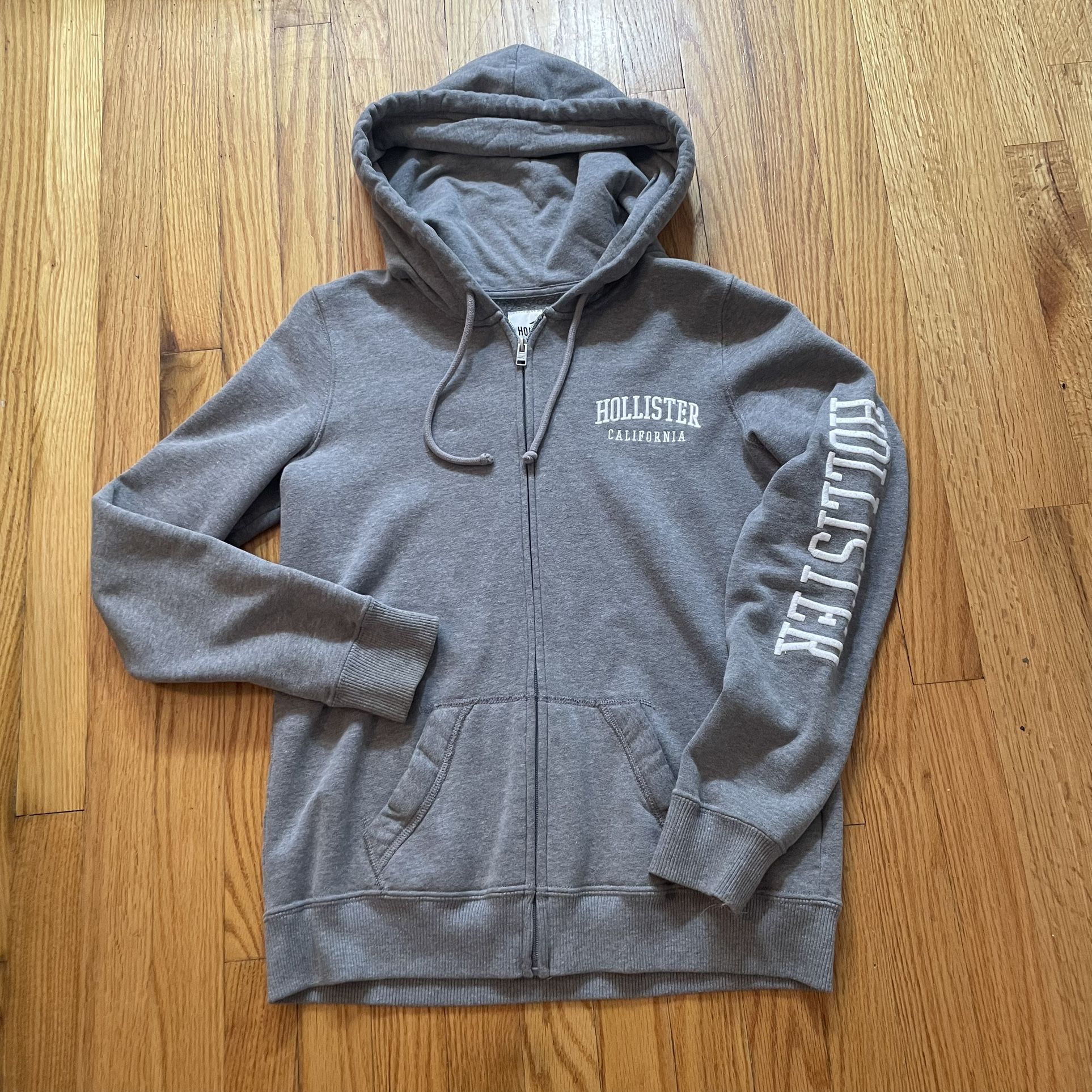 Hollister California Full Zip Up Hoodie Hooded Sweatshirt Size Medium - Gray