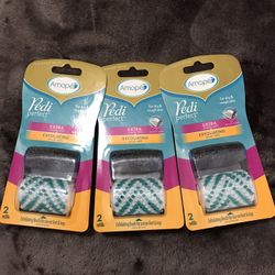 Lot Of 3 Amope Pedi Perfect Refills - 2 Pack - Extra Coarse Refill + Exfoliating Brush Refill