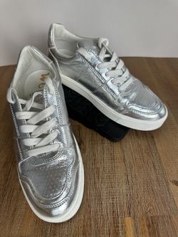 Womens Sam Edelman Metallic Silver Sneakers