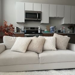 Ivory Upholstered Sofa - 3 Seater