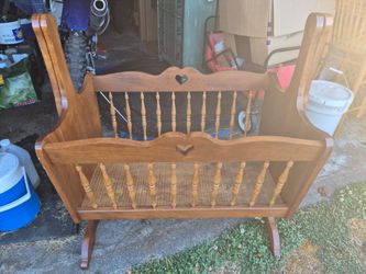 Wooden Baby Rocking Cradle with Heart Cutout