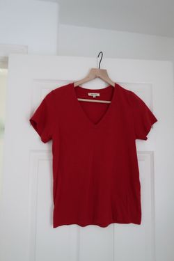 Madewell Easy V-Neck Soft Tee • Red • Size Small Like New