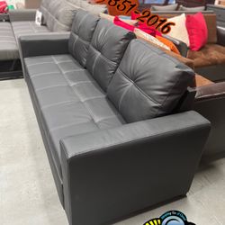 Black Leather Couch Sofa New Convertible Bed New
