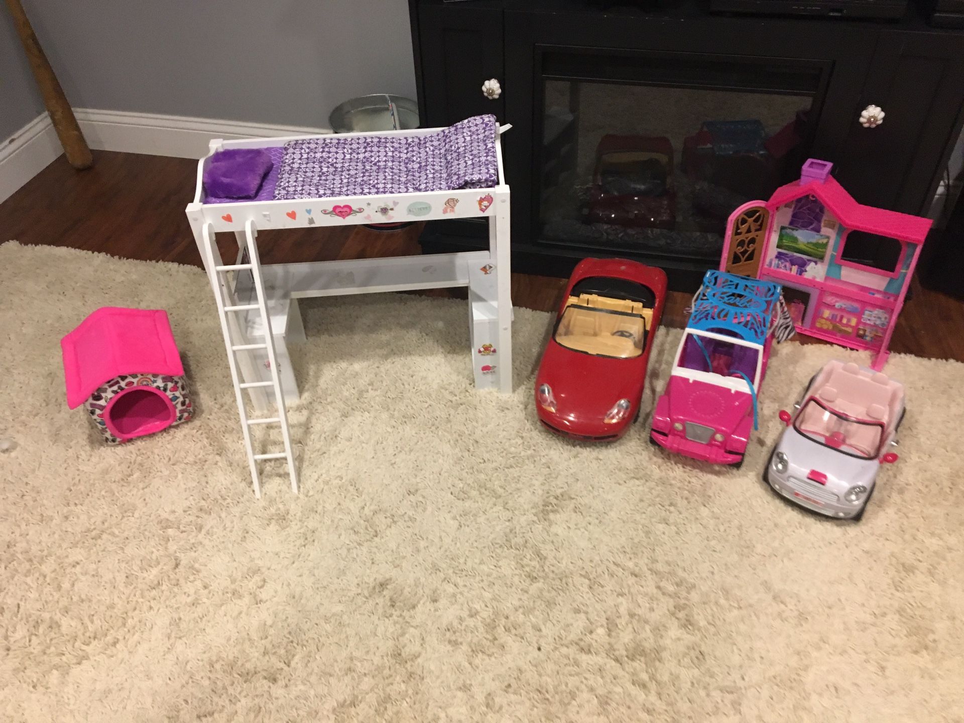 Doll bed for 18” doll and Barbie cars