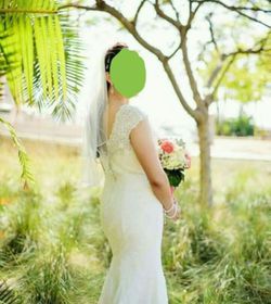 Ivory Beaded Bridal Veil Thumbnail