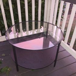 Large Round End Table Glass Top