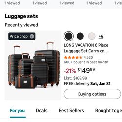 Unused 6 Piece Luggage Set