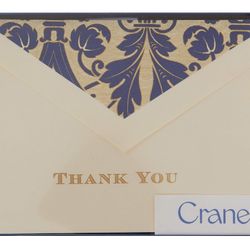 BRAND NEW Crane & Co. Gold Hand Engraved Regency Thank You Note - 20 Cards/Envelopes Total (with 4 extra envelopes) 