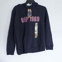 Gap Womens Blue Hoodie Pullover Sweatshirt With Logo Size Medium NEW