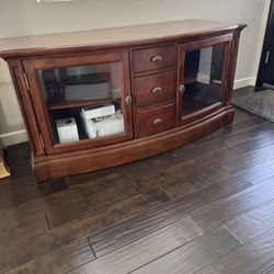 Solid Wood Credenza With Glass Doors