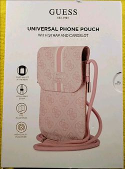 Guess Universal PU Leather Phone Pouch With Strap And Cardslot  New