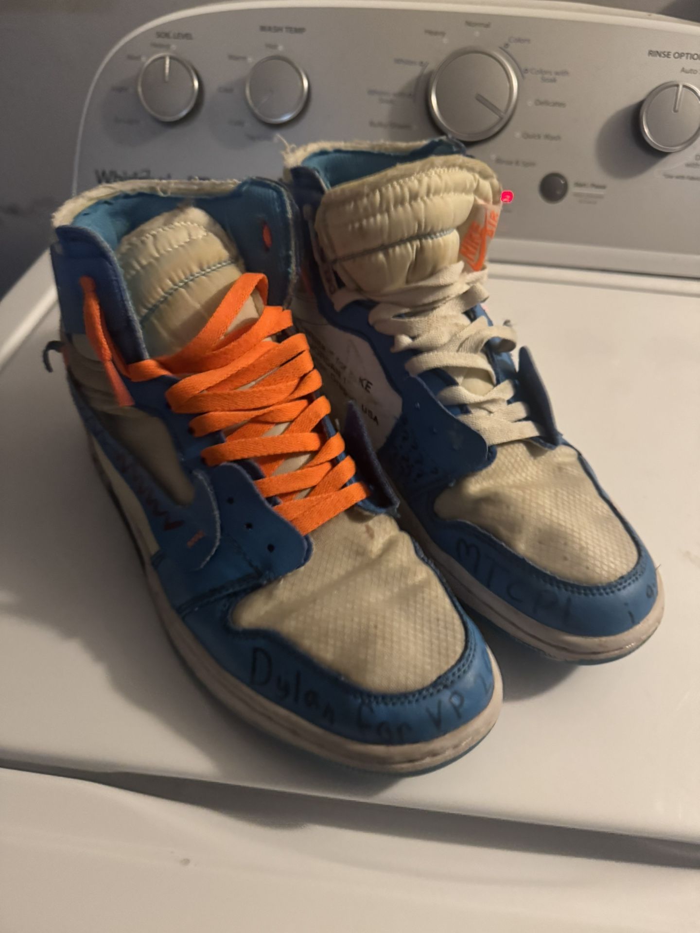 Jordan 1 Retro OG Off White High UNC Size 9.5 Pre-Owned AQ0818-148 Blue White