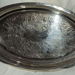  Silver Plated Baroque By Wallace 711 Oval Serving Trayhd