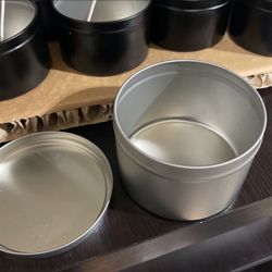 Silver 16 Oz Metal Candle Tins