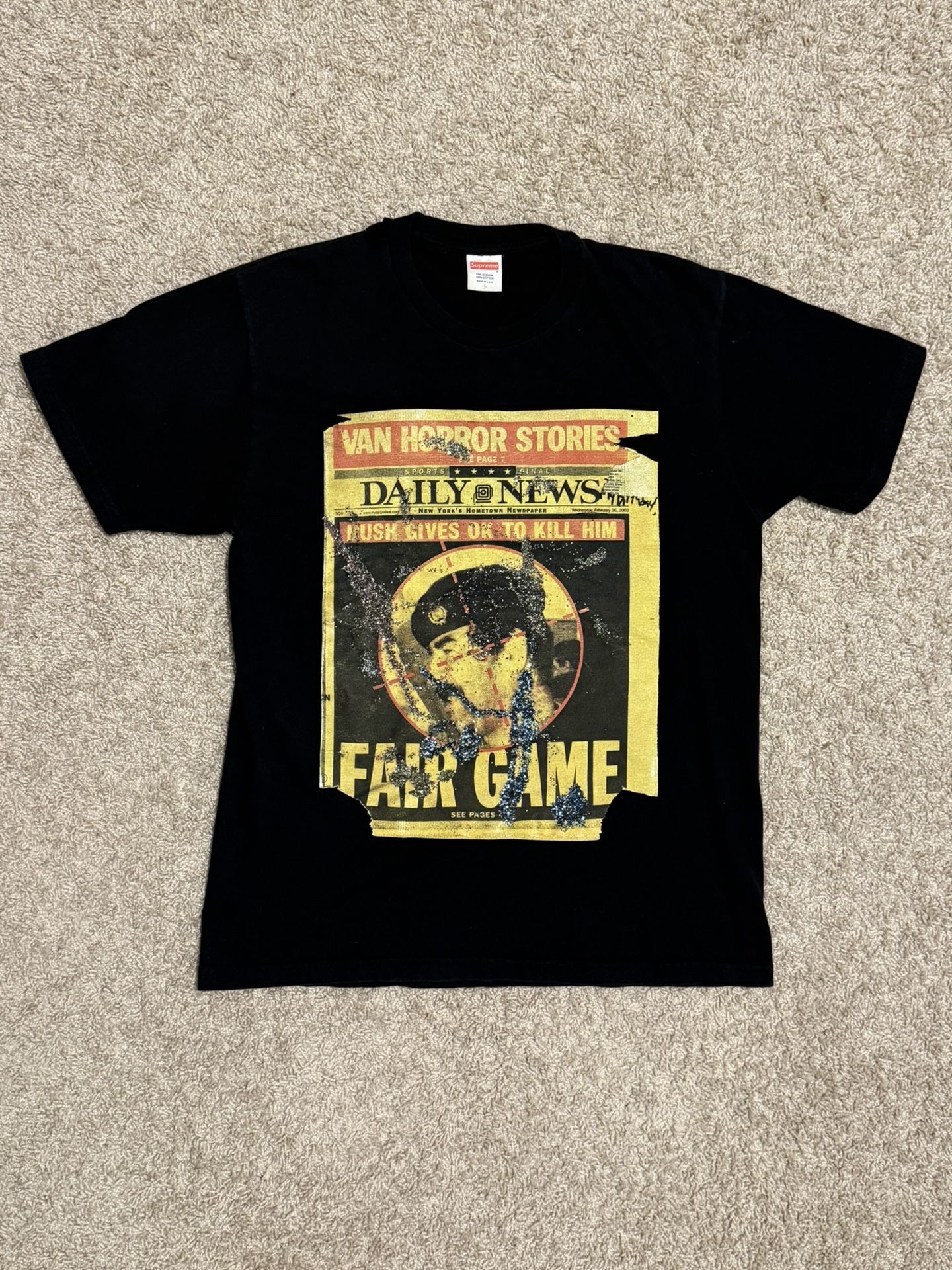 Supreme Dash Snow FW16 Van Horror Stories T-Shirt Men’s L Black Fair Game