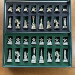 Rare Vintage Anheuser Busch Pewter Brass Collectors Chess Set

