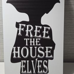 Harry Potter Dobby Silhouette Sign Tin Free House Elves Simple 8" x 12"