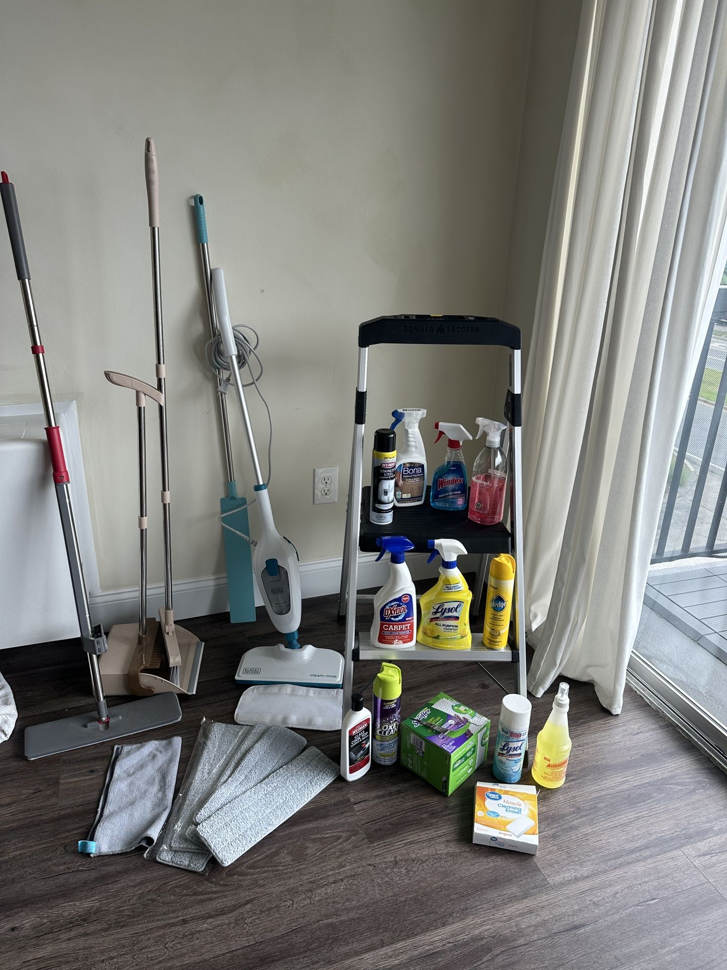 Cleaning Haul Including Step Stool, Steam Mop And Wet Swiffer With 6 Washable Pads!