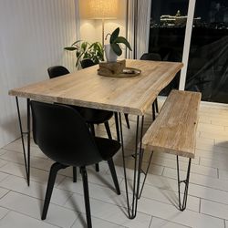 Dining Table Set Pine Solid Wood