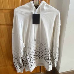 Louis Vuitton Mens Logo Hoodie in White M