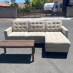 Cream White Ashley Bentler Sofa with Reversible Chaise