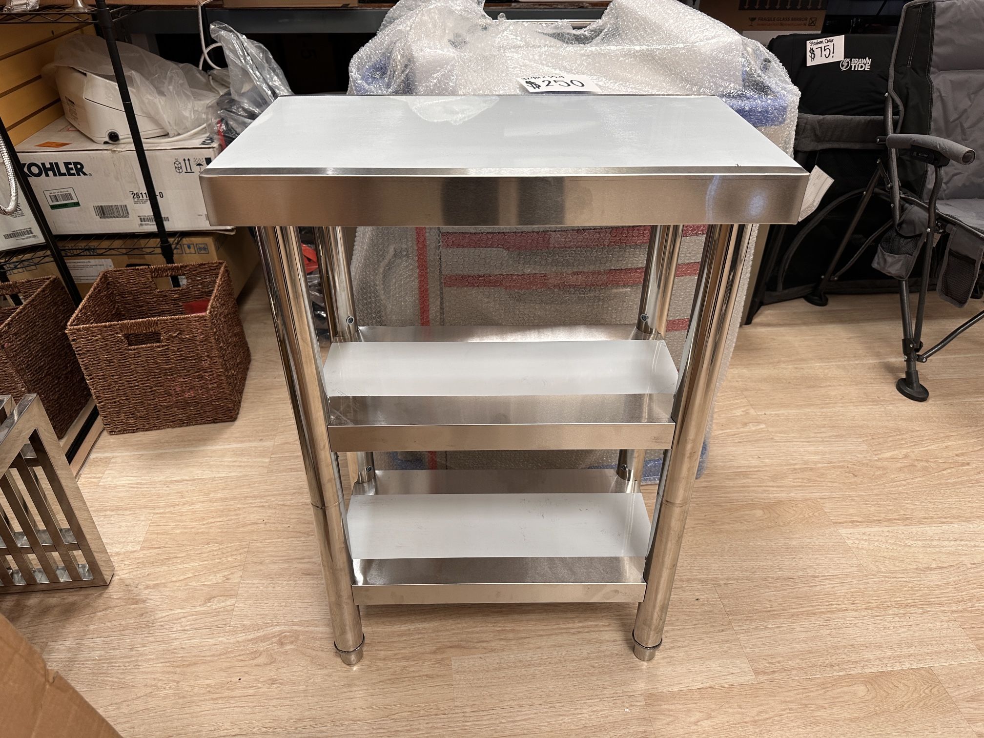Silver Stainless Steel Commercial Kitchen Prep Table
