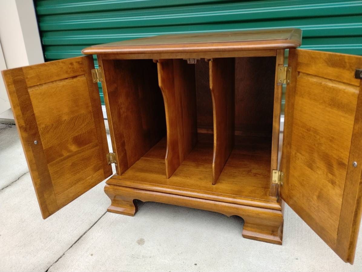 Vintage 1960's Ethan Allen Nutmeg Maple Record Cabinet