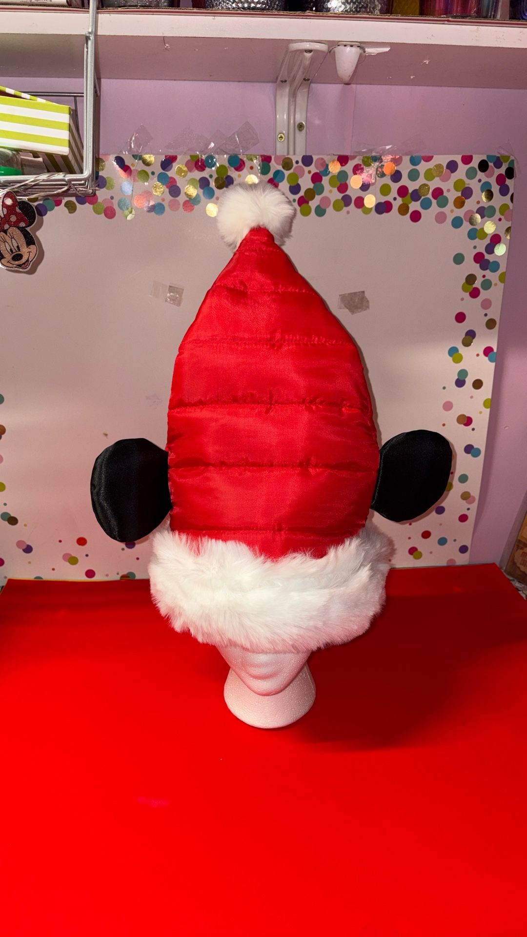 Disney Mickey Quilted Santa Hat NEW