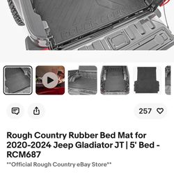 2020-2024 Jeep Gladiator JT | 5' Bed Rough Country Rubber Bed Mat 