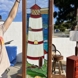 Stained Glass Set / Framed Stained Glass For Windows / Stained Glass Decor / Nautical Decor 