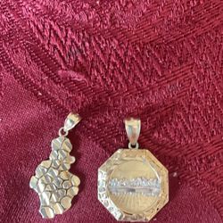10kt Gold Nugget Pendant And 10kt Gold Last Supper Pendant With Nugget Trimming 
