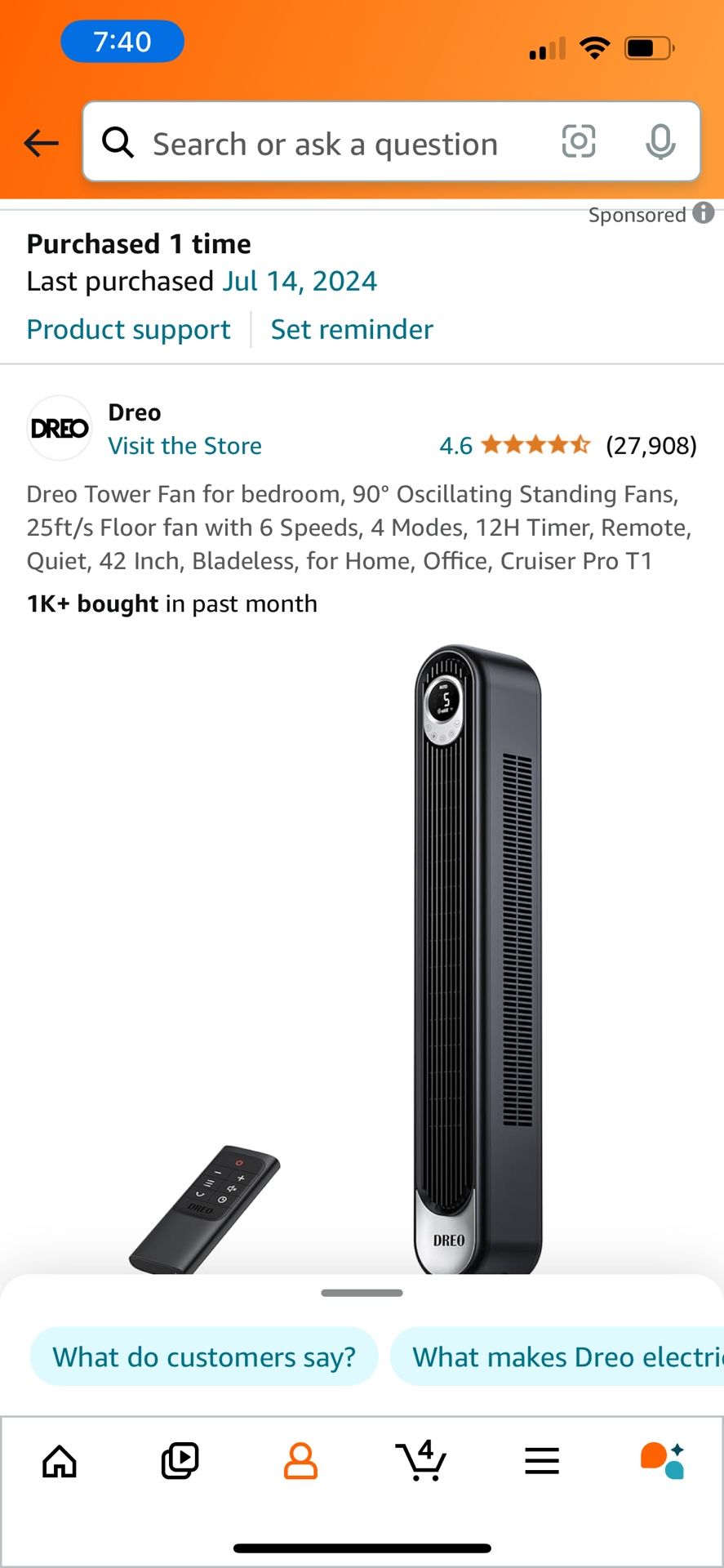 Brand New Dreo Bladeless Tower Cooling Fan With Remote