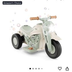 Ride On Motorcycle,6V Toddler Motorcycle with Bubble Maker,LED Light,Music,Foot Pedal,Forward/Backward,3-Wheel Battery Powered Electric Moto