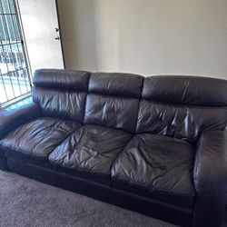 Dark Brown Leather Couch