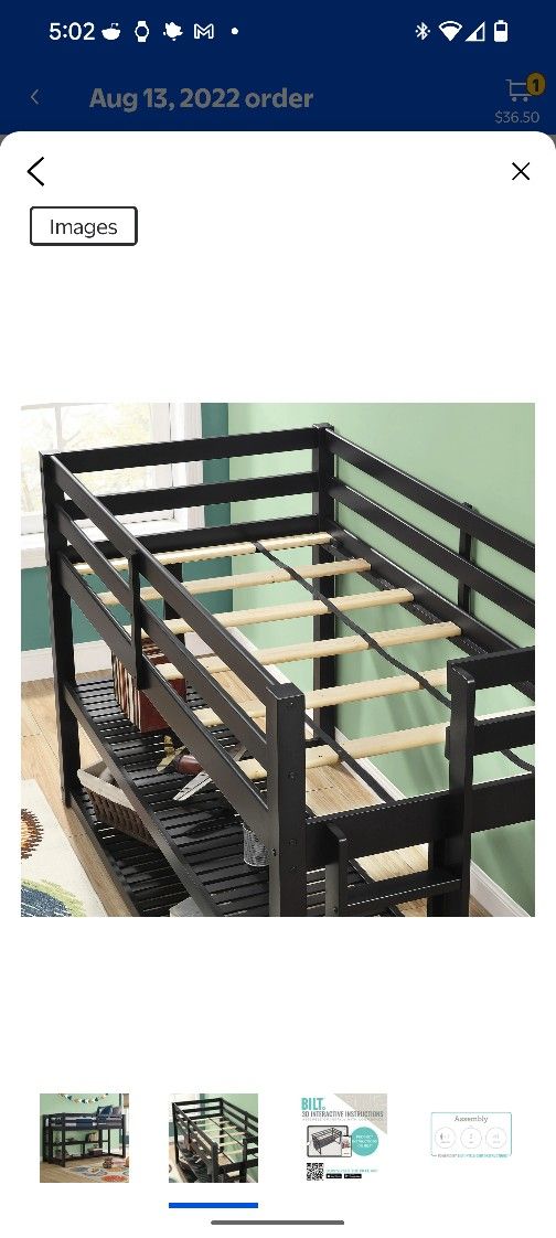 Better Homes and Gardens Greer Twin Loft Storage Bed, Black