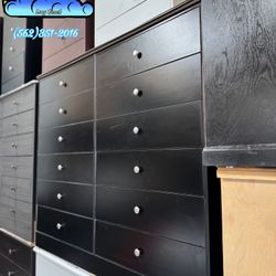 New Black Jumbo 12 Wood Drawer Dresser Tocador 