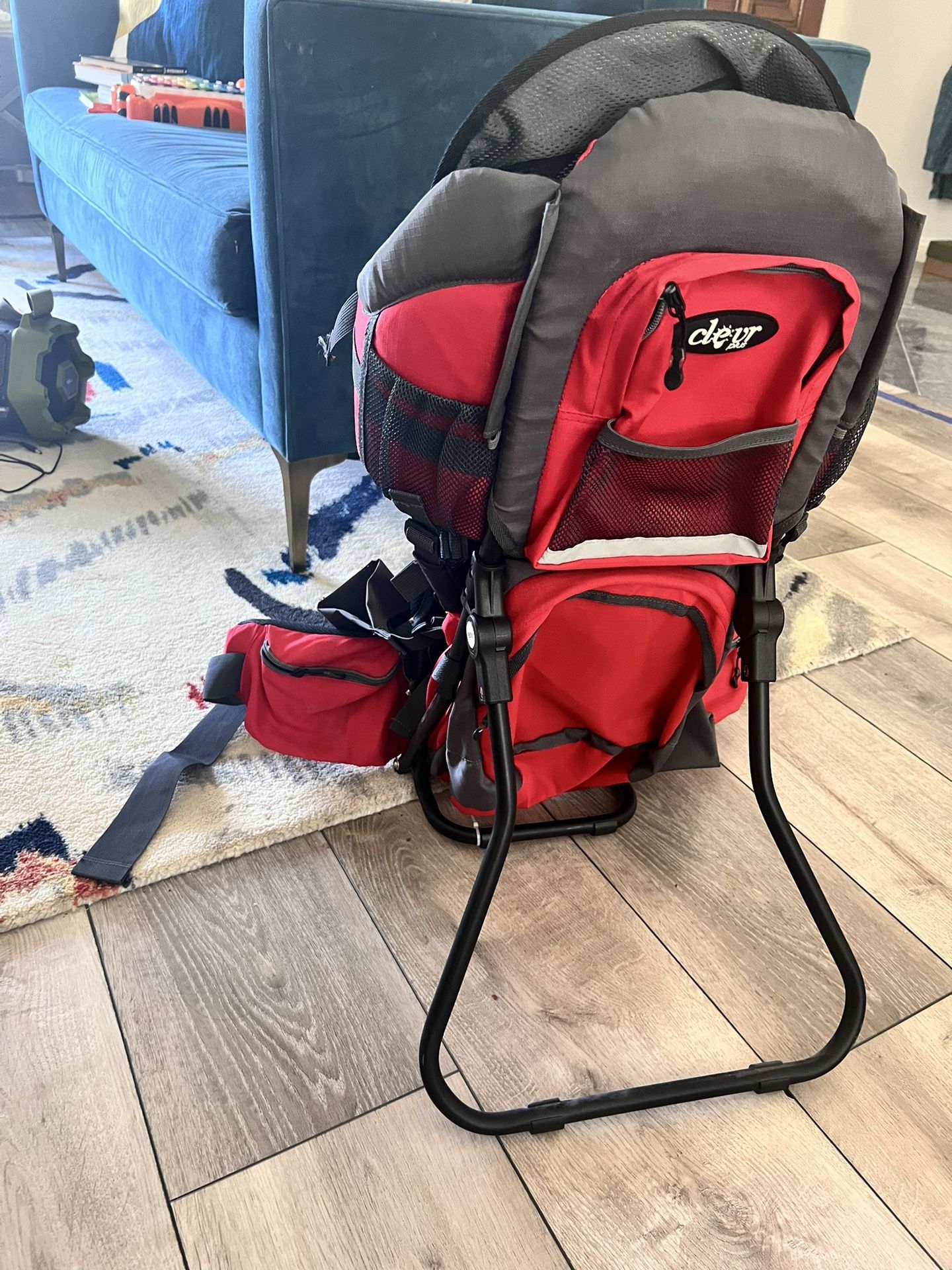 ClevrPlus Canyonero Camping Baby Backpack Hiking Kid Toddler Child Carrier with Stand and Sun Shade Visor, Red
