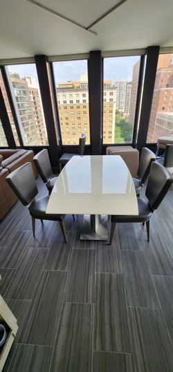 Modern White High-Gloss Dining Table & 4 Chairs