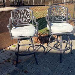 Swivel High Bar Chairs Metal Set Of 2