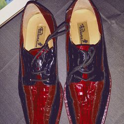 Men's Red and Black Leather Alligator Falcone Dress Shoes Size 12 