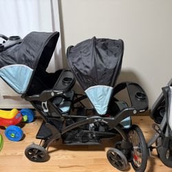 Baby Trend Sit N' Stand Double Stroller, Desert Blue