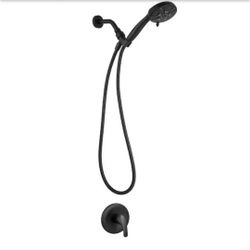 HOMEMYSTIQUE
Single Handle 6-Spray Round Shower Faucet 2.5 Gpm with Detachable Handheld Shower in Matte Black (Valve Included)