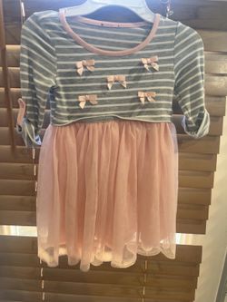 Girls pink and grey tuelle dress