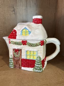 Vintage Christmas Teapot Collectible