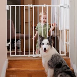 Babelio 26-43" No Bottom Bar Baby Gate for Babies, Elders and Pets, 2-in-1 Hardware Mount Dog Gate f